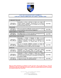 Liste des délibérations du 5 janvier