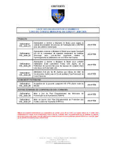 Liste des délibérations du 1er juin
